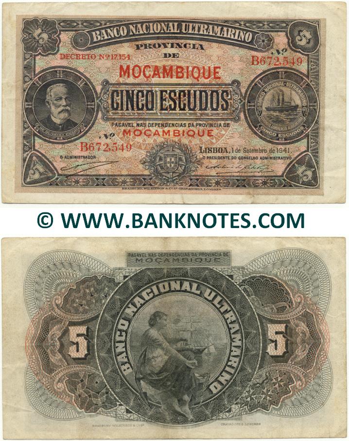 Mozambique 5 Escudos 1.9.1941 (B672,549) (circulated) VF