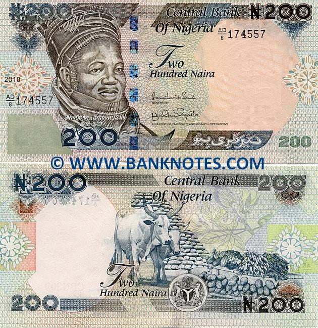 Nigeria 200 Naira 2010 (AD/8 174xxx) UNC