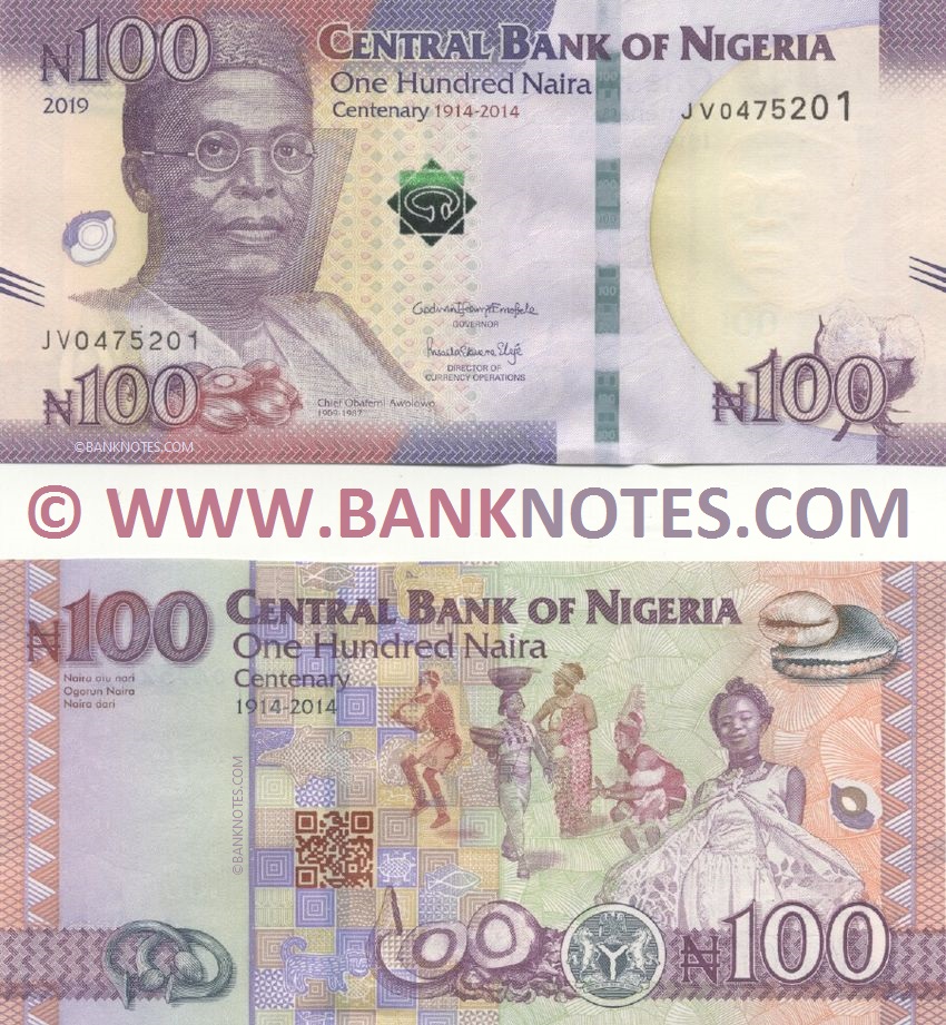 Nigeria 100 Naira 2019 (JV04752xx) UNC