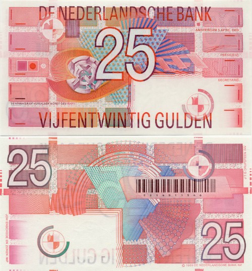 Netherlands 25 Gulden 5.4.1989 (2463751664) (circulated) VF+