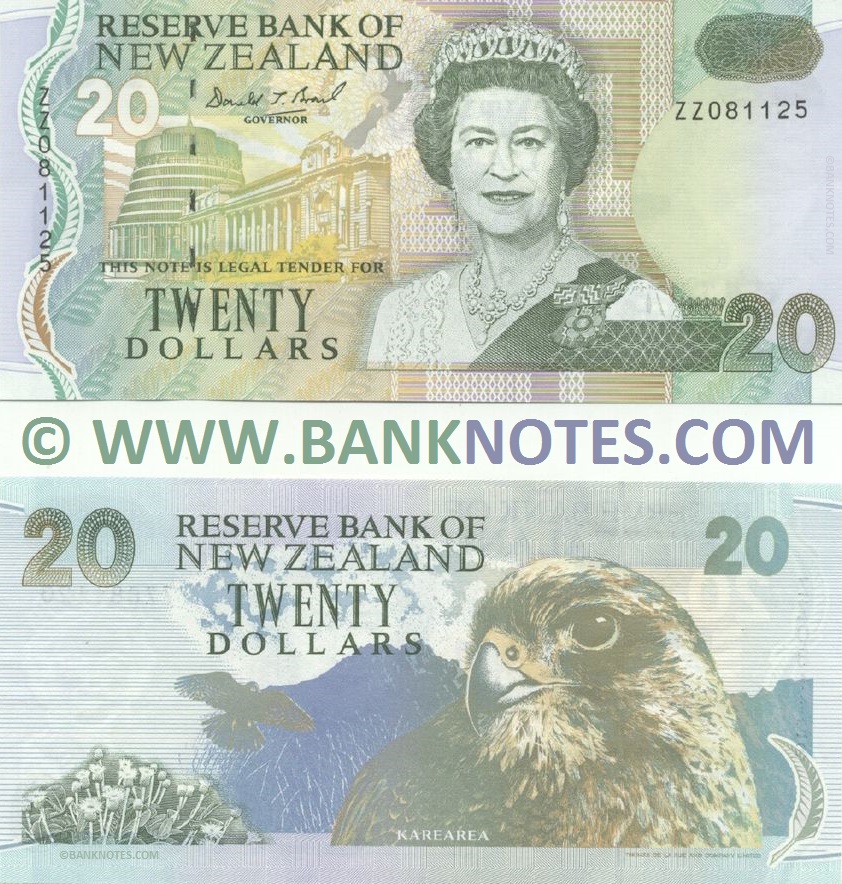 New Zealand 20 Dollars 1992 (ZZ081125) Replacement UNC