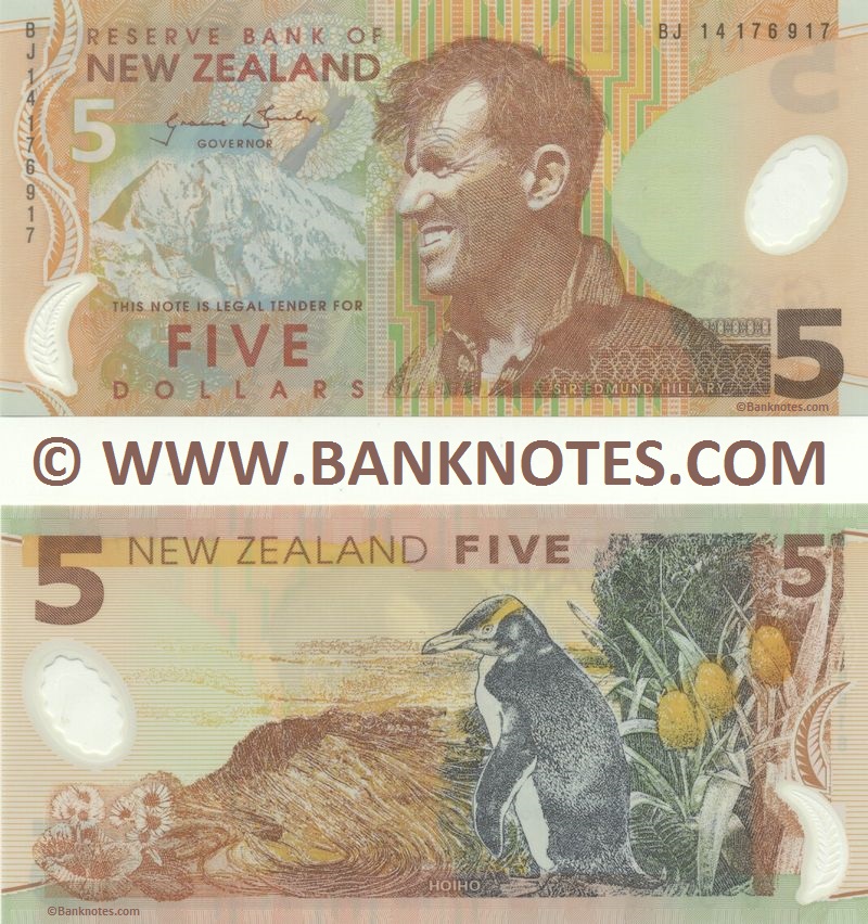 New Zealand 5 Dollars 2014 (BJ 141769xx) Polymer UNC
