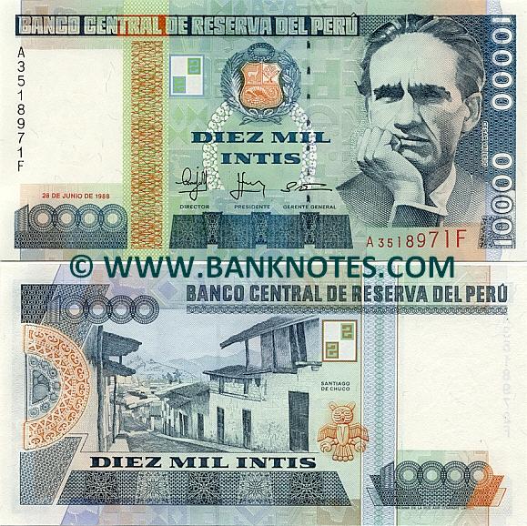 Peru 10000 Intis 28.6.1988 (A3518974F) UNC