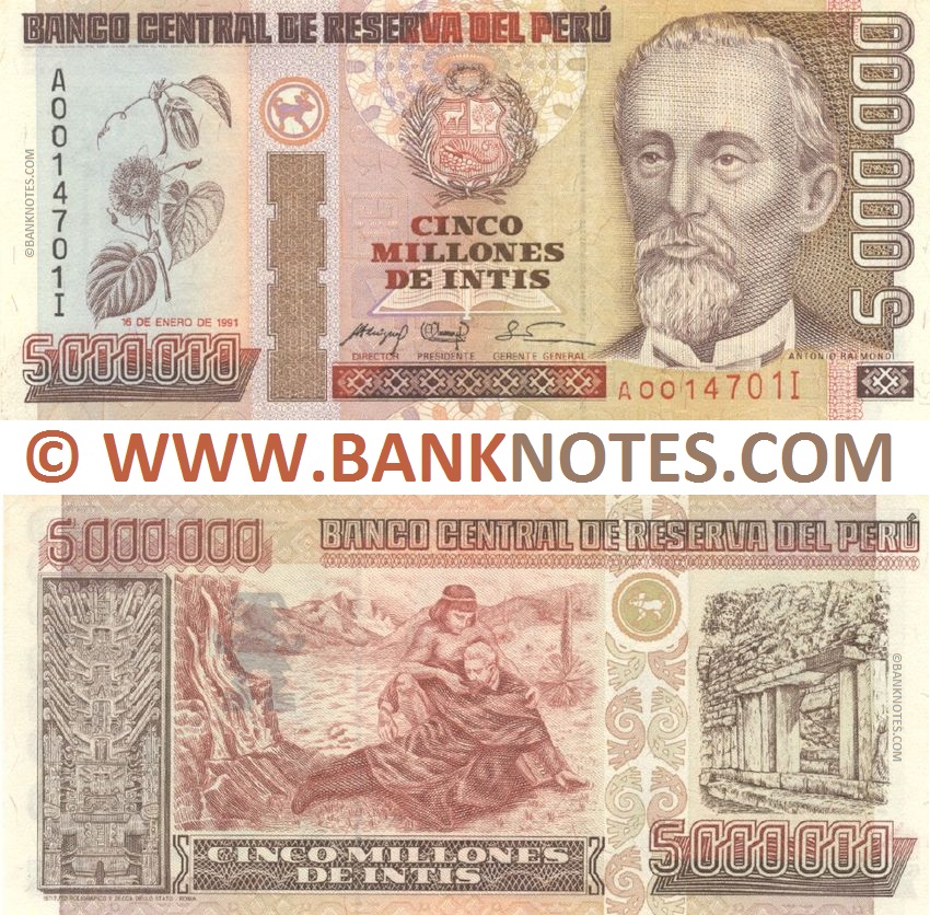 Peru 5000000 Intis 16.1.1991 (A0014701I) UNC