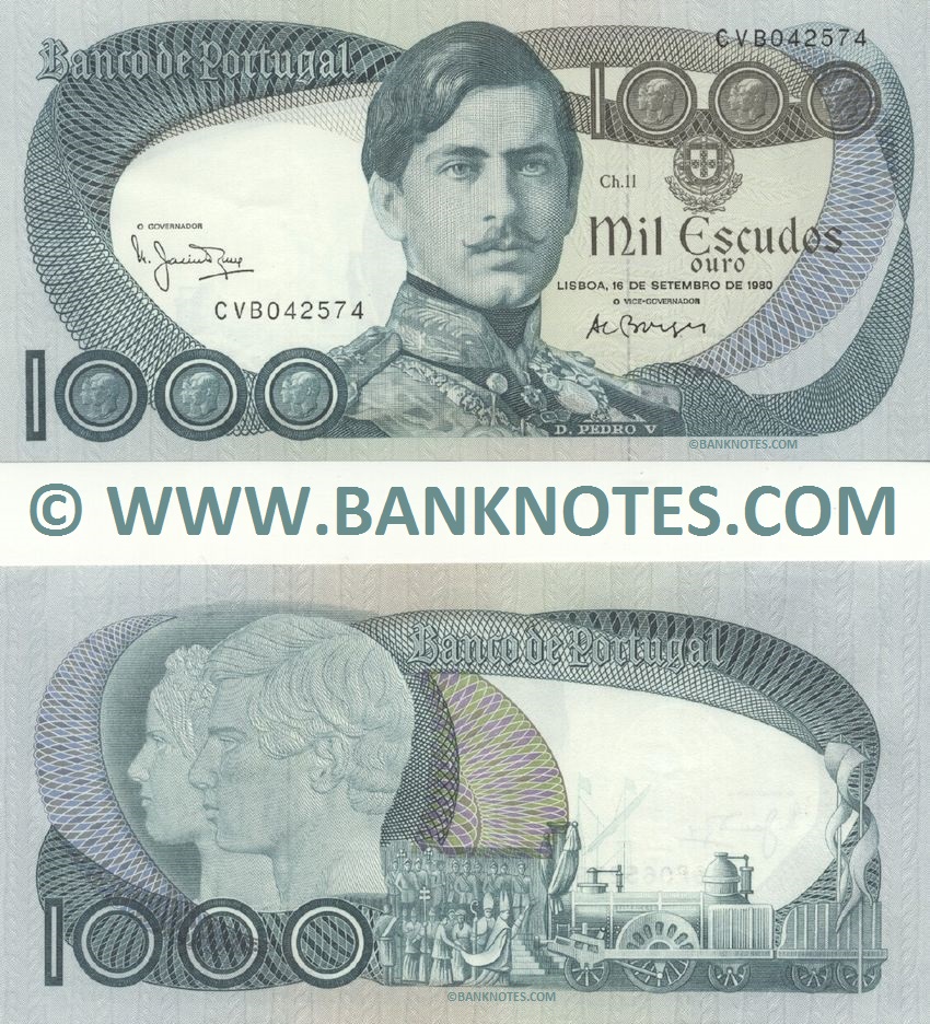 Portugal 1000 Escudos 16.9.1980 (Sig: Nunes; Teixeira) (CZR 047808) (lt. circulated) XF-AU