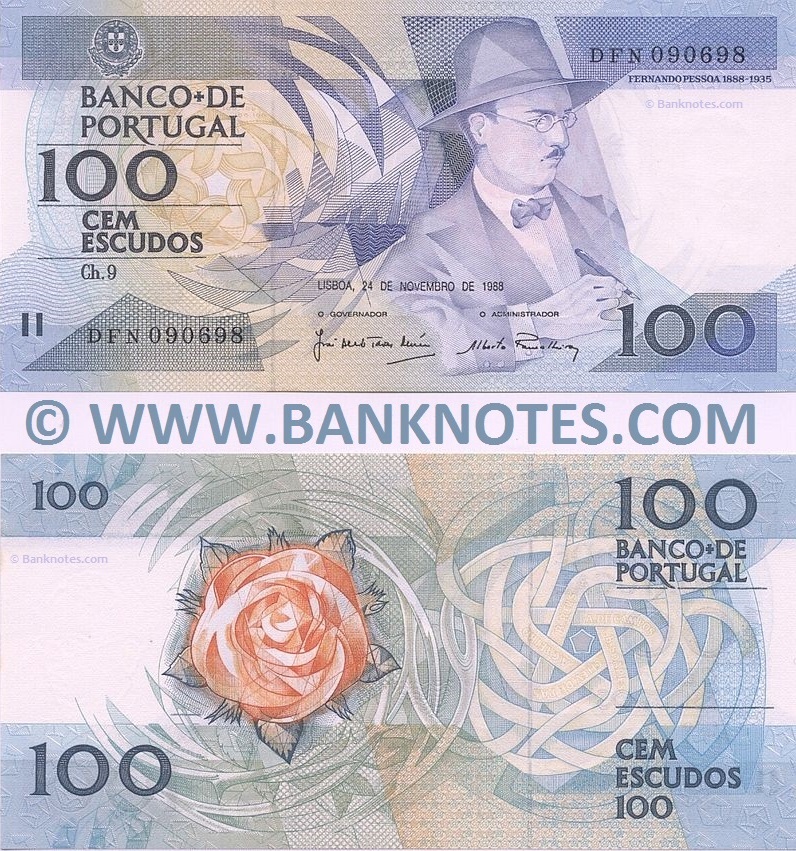 Portugal 100 Escudos 24.11.1988 (Sig: Moreira & Torres) (DMT 021766) (circulated) Fine