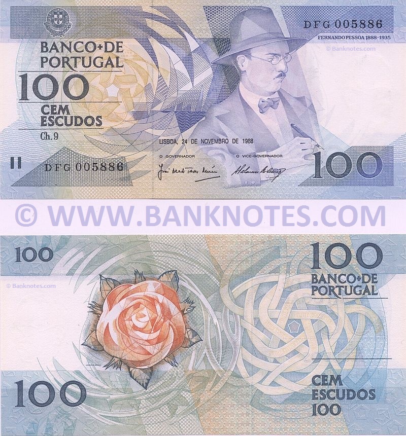 Portugal 100 Escudos 24.11.1988 (Sig: Moreira & Ribeiro) (DQN 088688) AU