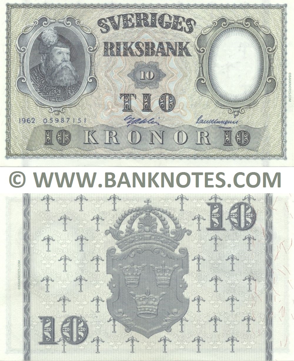 Sweden 10 Kronor 1962 (05987151) (Sig: Unidentified) (lt. circulated) XF+