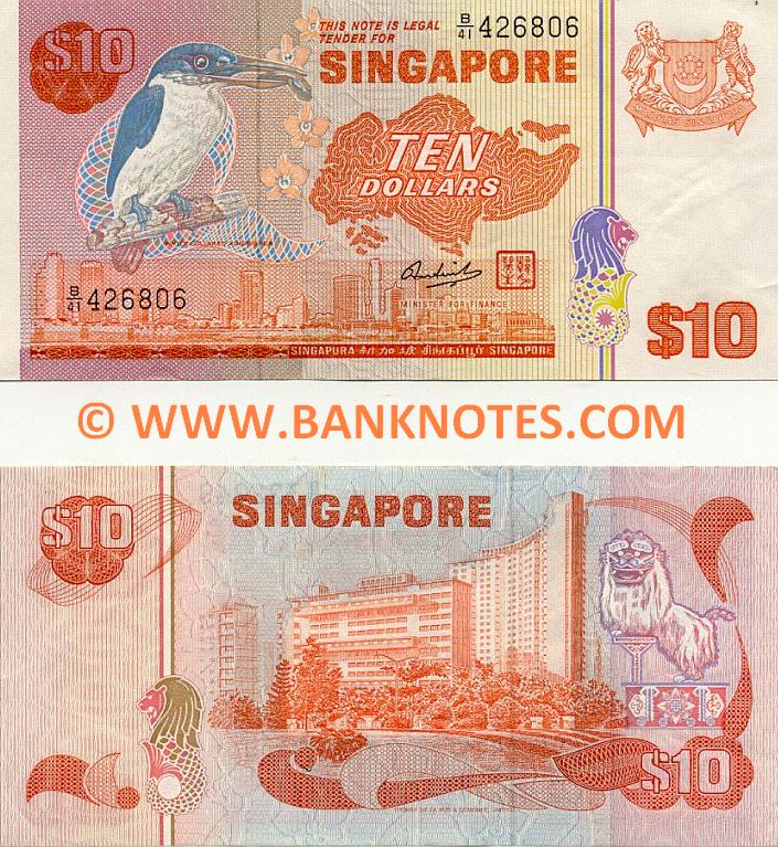 Singapore 10 Dollars (1980) (B/49 322249) (circulated) VF