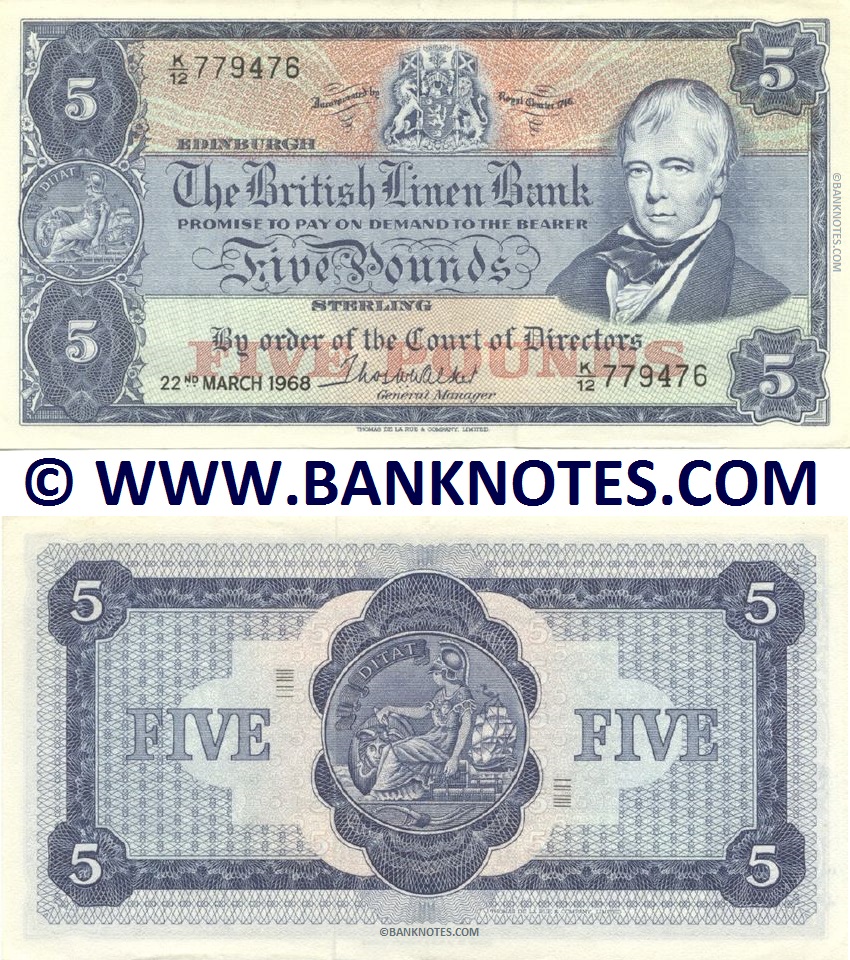 Scotland 5 Pounds Sterling 22.3.1968 (British Linen Bank)