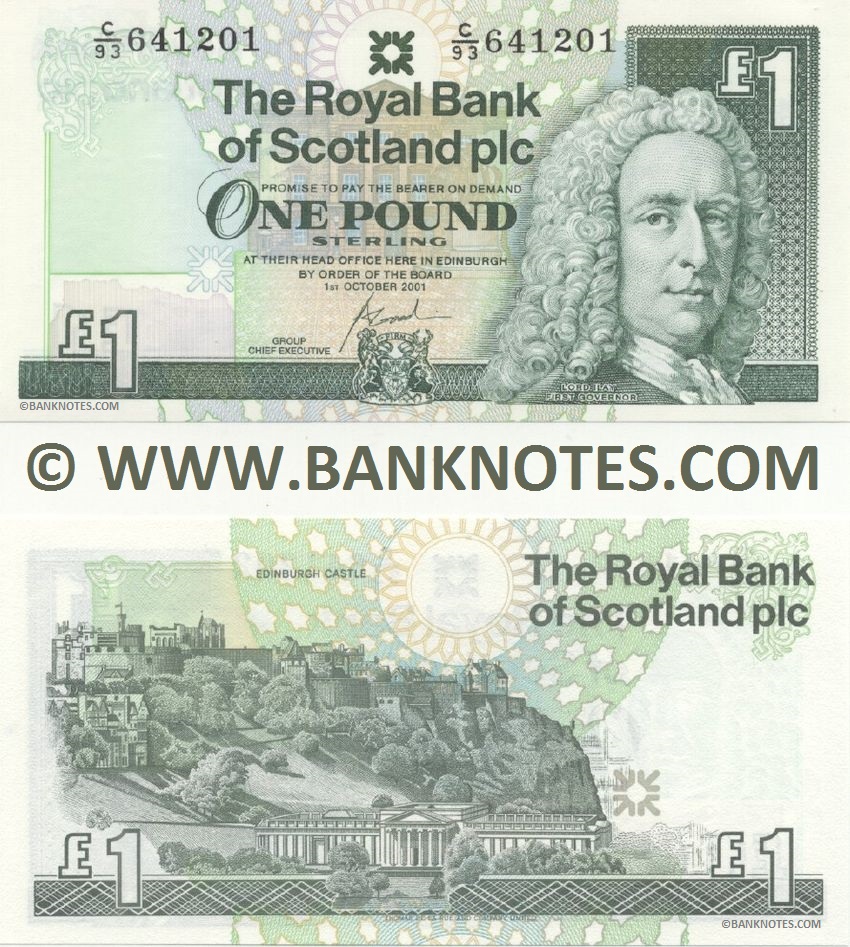 Scotland 1 Pound Sterling 1.10.2001 (Royal Bank of Scotland) (C/93 6412xx) UNC