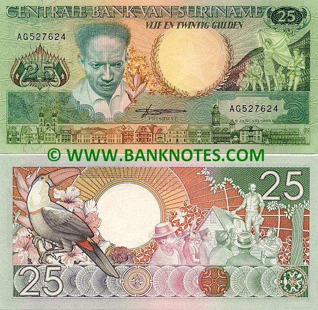 Suriname 25 Gulden 1988 (AG5276xx) UNC