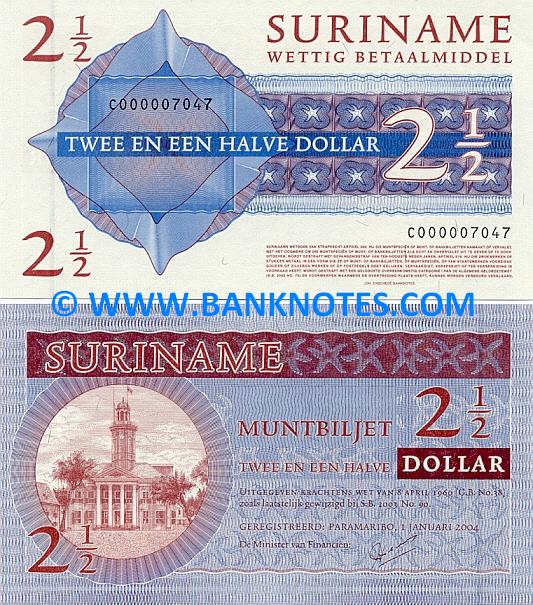 Suriname 2 1/2 Dollars 2004 (C0000070xx) UNC