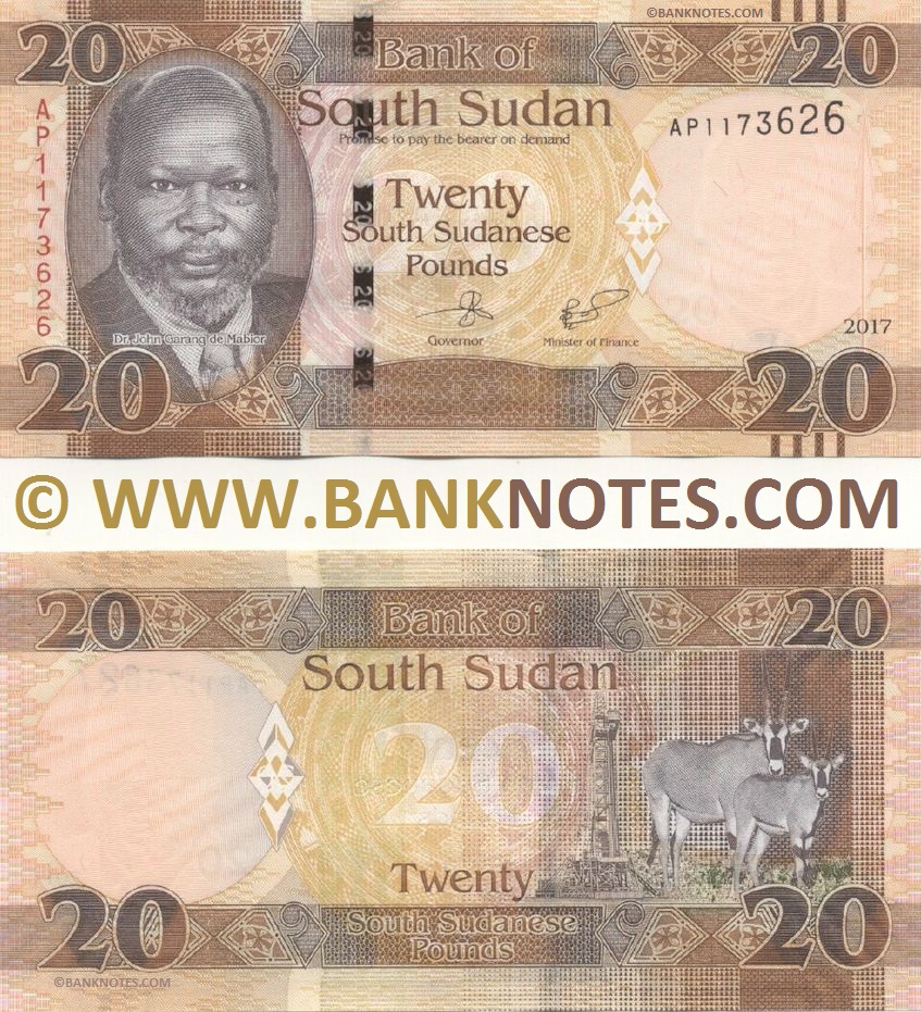 South Sudan 20 Pounds 2017 (AP11736xx) UNC
