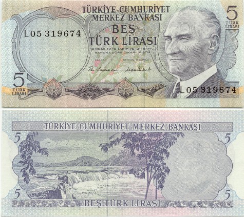 Turkey 5 Lira (1976) (K21/2065xx) UNC