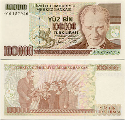 Turkey 100000 Lira (1997) (H06/1579xx) UNC