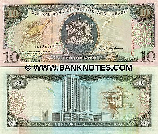 Trinidad & Tobago 10 Dollars 2002 (AT1402xx) UNC