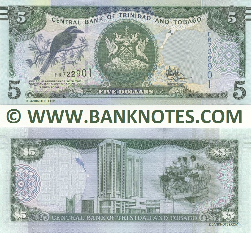 Trinidad & Tobago 5 Dollars (2017) (FR7229xx) UNC