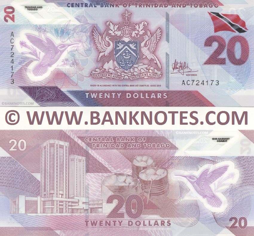 Trinidad & Tobago 20 Dollars 2020 (AC7241xx) polymer UNC