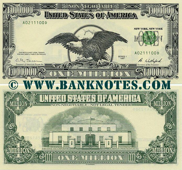 USA One Million Dollars 1997 (Novelty) (A0237236D) UNC