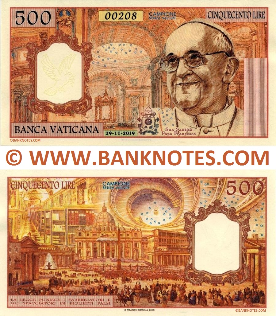 Vatican 500 Lire 14.9.2020 Private Release (00266) UNC