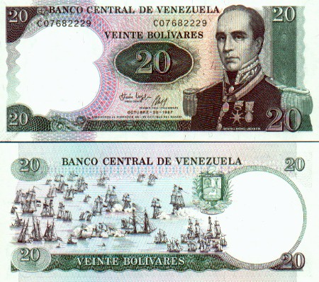 Venezuela 20 Bolivares 1987 (A15285780) UNC