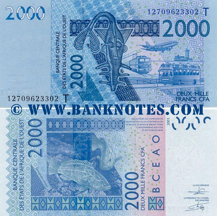 Togo 2000 Francs 2012 (T 12709623xxx) UNC