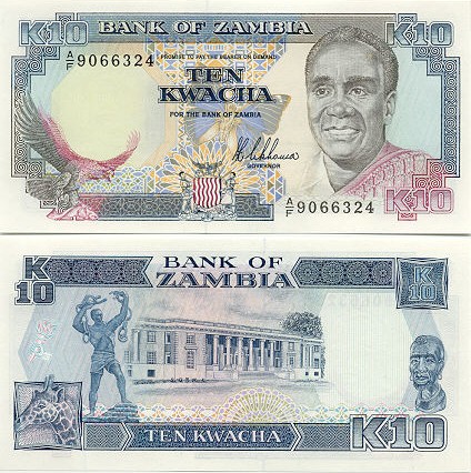 Zambia 10 Kwacha (1989-91) (A/F 90663xx) UNC