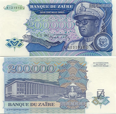 Zaire 200000 Zaïres 1992 (C 413190x Q) UNC