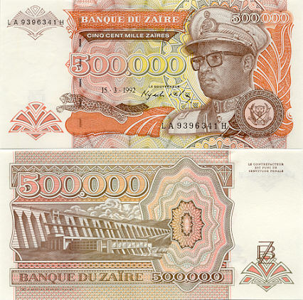 Zaire 500000 Zaïres 1992 (LA 9396347 H) UNC