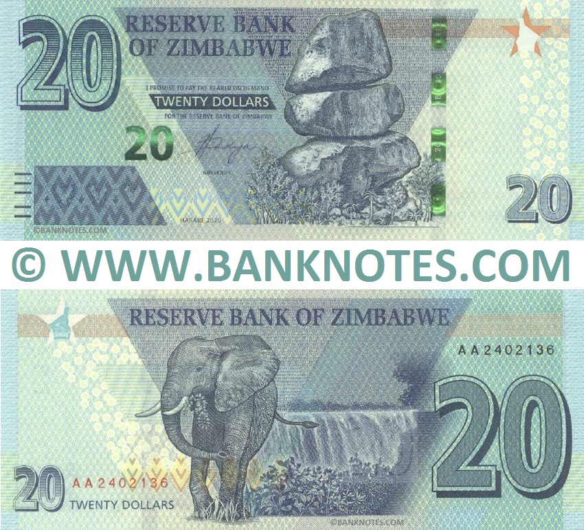 Zimbabwe 20 Dollars 2020 (AU31045xx) UNC