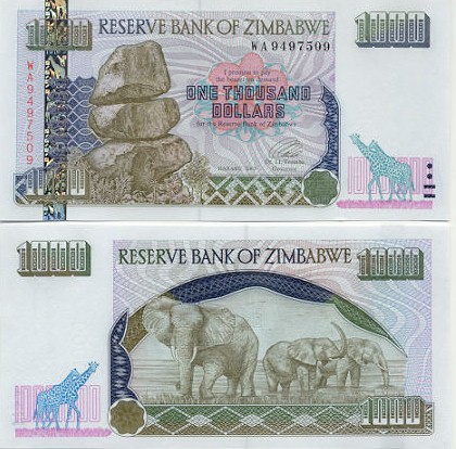 Zimbabwe 1000 Dollars 2003 (WH4266xxx) UNC