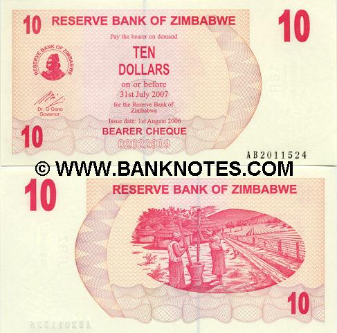 Zimbabwe 10 Dollars 2006 (AB20115xx) UNC