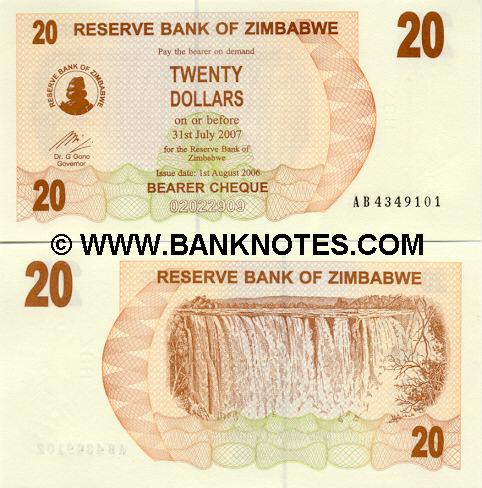 Zimbabwe 20 Dollars 2006 (AB43491xx) UNC