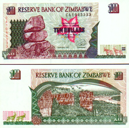 Zimbabwe 10 Dollars 1997 (DA16461xx) UNC