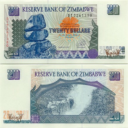 Zimbabwe 20 Dollars 1997 (DJ22495xx) UNC