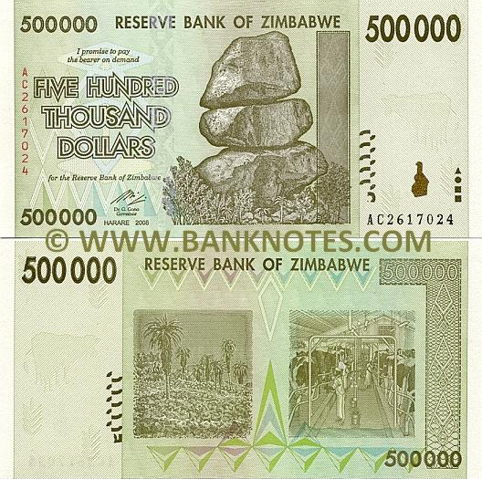 Zimbabwe 500000 Dollars 2008 (AC26170xx) UNC