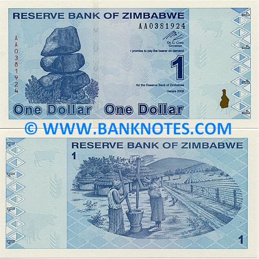 Zimbabwe 1 Dollar 2009 (AA03819xx) UNC