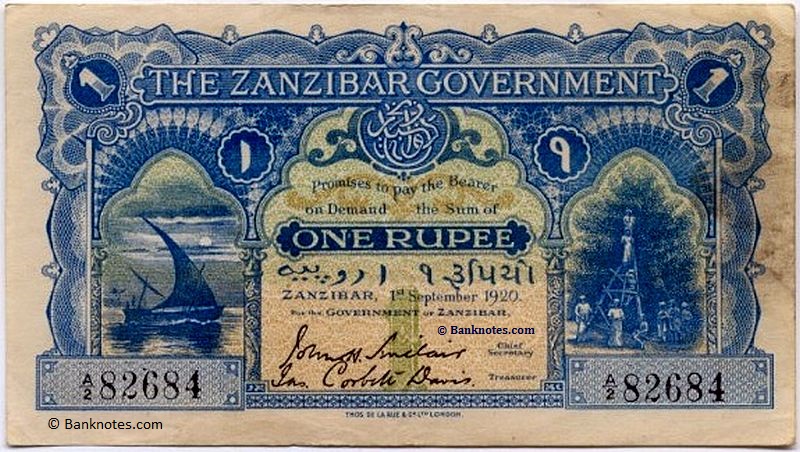 Zanzibar 1 Rupee 1.9.1920