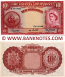 Bahamas 10 Shillings L.1936 (1953) (A/2 375799) (Sig: Higgs, Sweeting, Burnside) AU—55 (PMG)