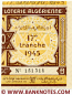 Algeria lottery half-ticket 90 Francs 1945. Serial # 151314 UNC