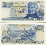 Argentina 5000 Pesos (1977-83) (Series B) UNC