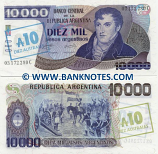 Argentina 10 Australes on 10000 Pesos Argentinos (1985) (03.xxx.xxxC) UNC