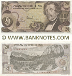 Austria 20 Schilling 2.7.1967 (Ser#varies) (circulated) VF