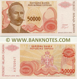 Bosnia & Herzegovina (Republika Srpska) 50000 Dinara 1993 (A27250xx) UNC