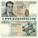 Belgium 20 Francs 15.6.1964 (Kestens sig.) (4D/0744029) (circulated) XF