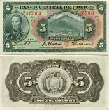 Bolivia 5 Bolivianos L.1928 (B10/073515) AU