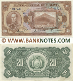 Bolivia 20 Bolivianos L.1928 (H2/017233) (lt. circulated) XF