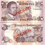 Botswana 5 Pula (1982) SPECIMEN (C/5 000000) UNC
