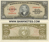 Cuba 20 Pesos 1958 (J260xxxA) UNC